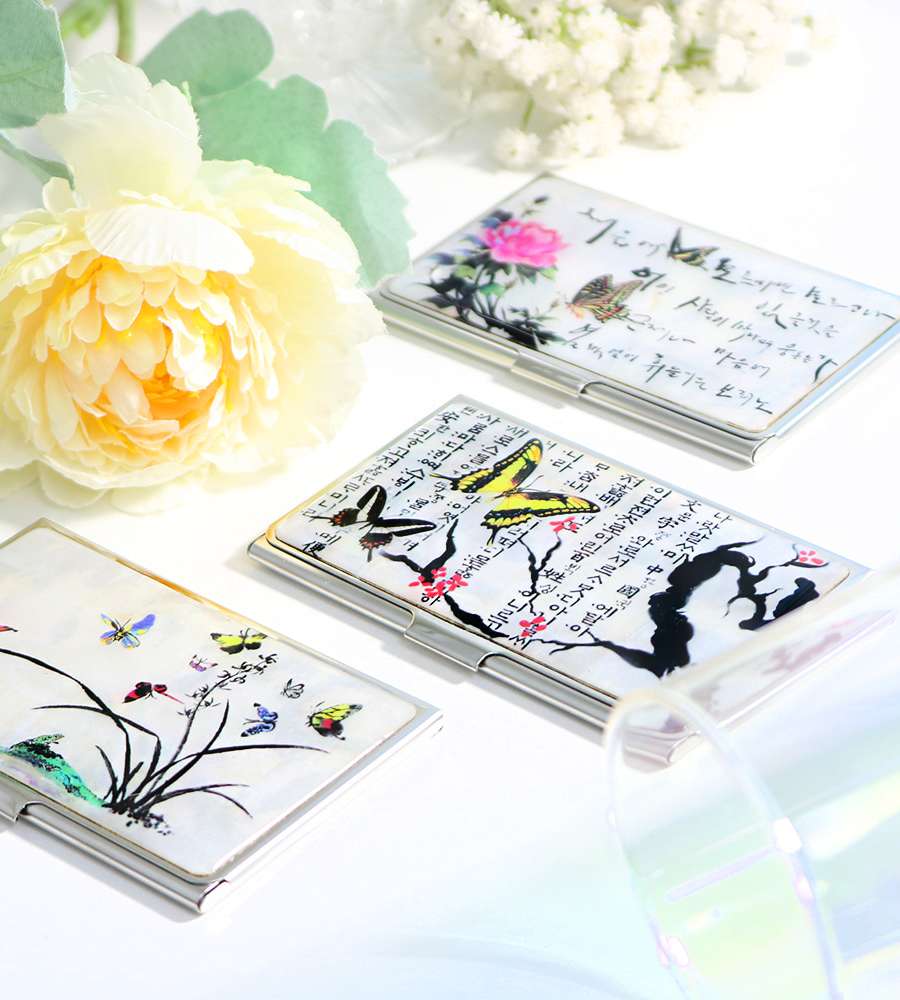Mother-of-Pearl Business Card Case N (Choice of Design) - Ideal Gift for International Buyers