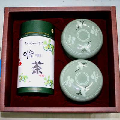 無農薬露茶ギフトセット-夫婦茶器(1人用茶器2個+25g)/アジサイ甘露茶