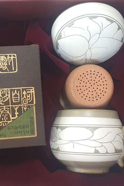 緑茶茶器ギフトセット牡丹 1人用茶器 조태연家 有機栽培 세작