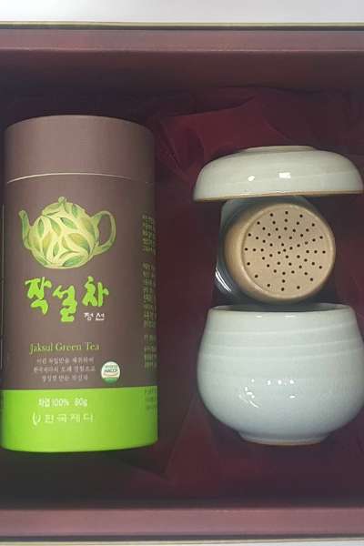 正善緑茶 新 1人用茶器 ギフトセット 秋夕 名節 緑茶ギフト