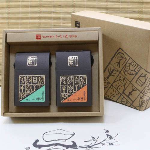 Jotaeyeonga Bamboo Shade Tea Sejak + Ujeon (Green Tea) 80g / Jirisan Organic Handmade Green Tea