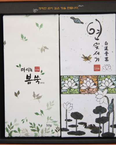 竹露茶2種ギフトセット-発酵よもぎ茶+蓮の葉茶