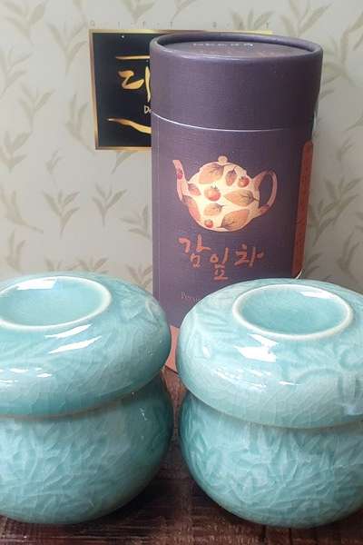夫婦茶器 柿の葉茶セット-青磁茶器 特号