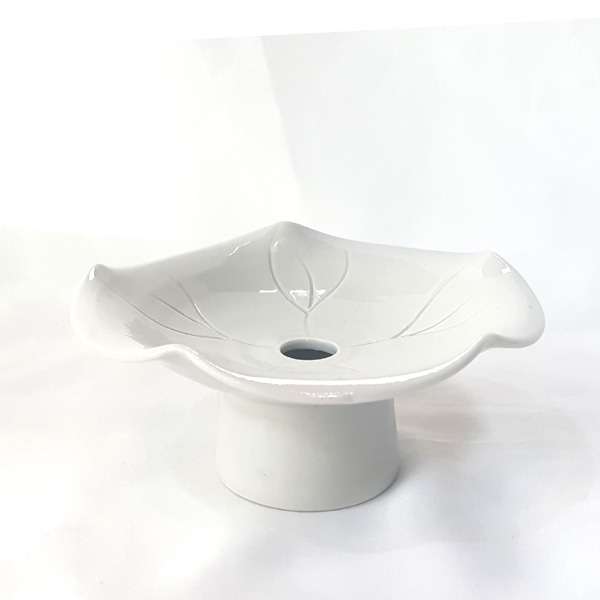 White Porcelain Lotus Leaf Flower Holder (Large) No. 1 - Fresh Lotus Tea Arrangement Stand