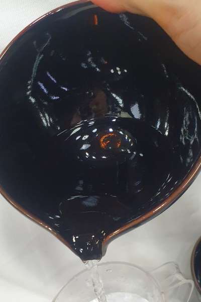 黒釉(天目)抹茶撹拌用熟右茶碗 200ml カフェ用緑茶ラテ茶器 碗