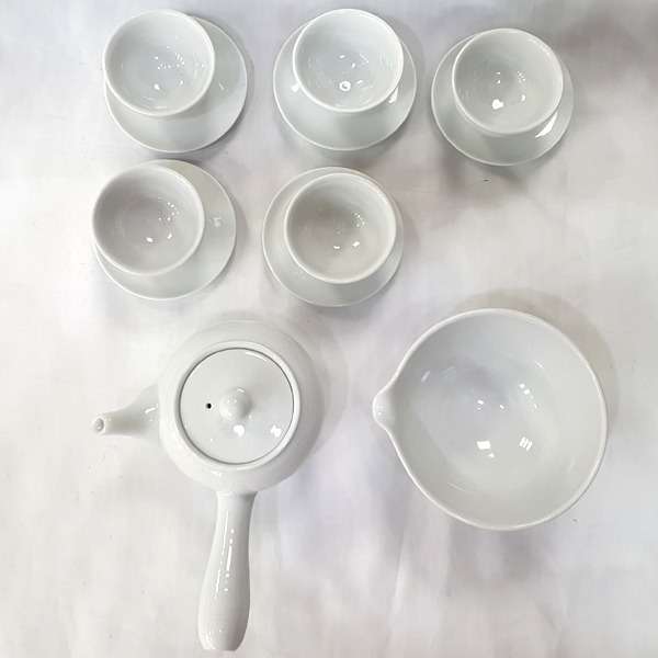 Premium Porcelain 5-Person Tea Set with Teacup Saucers Green Tea Ceremony Gift Set