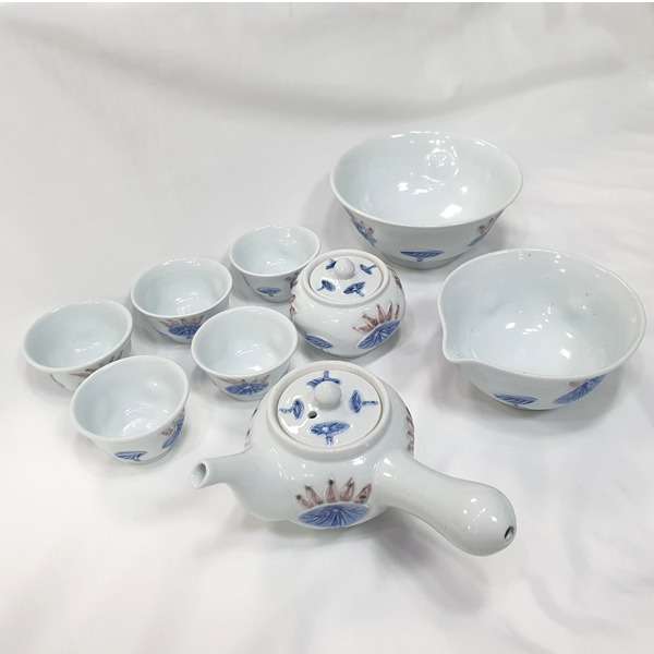 [Handoyo] Lotus Flower 5-Person Full Tea Set - Masterpiece by Seo Gwang-su, National Master Artisan No. 14 of Korea