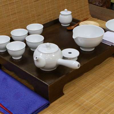 Antique Tea Table White Porcelain 5-Person Tea Set for Tea Ceremony Classes