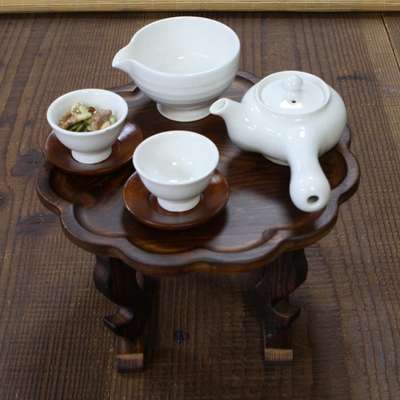 White Ceramic Tea Set for 1-2 People, Recommended for Kindergarten Tea Ceremony Classes - Includes Saucer and Small Table