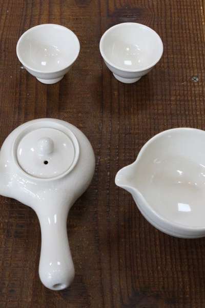 分 2人用茶器セット(白磁)-茶壺/公道杯/湯呑み2個