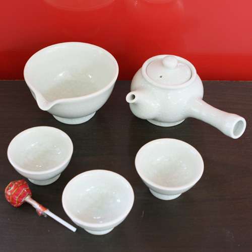 Premium White Jade Crackle 3-Person Tea Set - Limited Edition