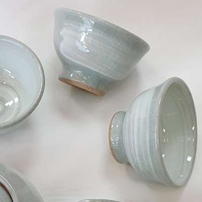 Jinsan Buncheong Wiped Pattern Tea Cup for 3-Person Tea Set - Single Cup