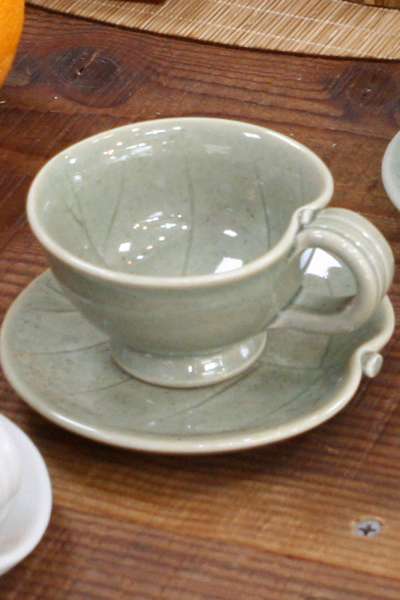 木の葉コーヒーエスプレッソカップ&ソーサーセット/花茶 緑茶など シェアリングカップ