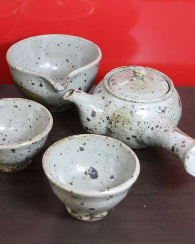 숙도예 鉄 斑紋 3人用茶器セット - 限定販売