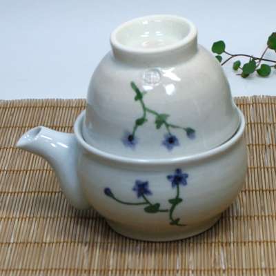 숙도예 旅行茶器セット-桔梗花文様