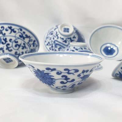 Jingdezhen Blue and White Porcelain Cloud and Dragon Tea Cup Set - Premium Gift