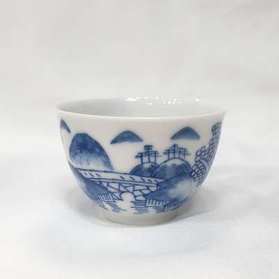 Jingdezhen Yaoxinbei Blue and White Teacup No.1 Flag Premium Gift Set Yaoxinzhencang Tea Set