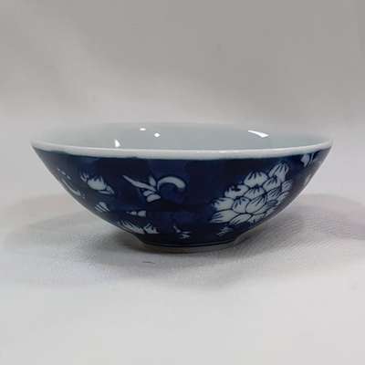 Premium Blue and White Porcelain Teacup with Lotus Pattern