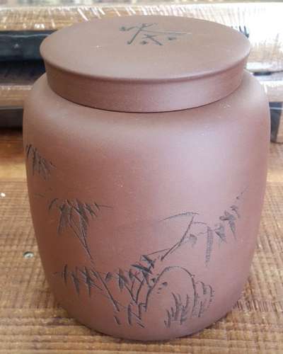 紫砂茶缶(両耳)大 2018-1号/茶壺/茶保管容器/紫砂壺