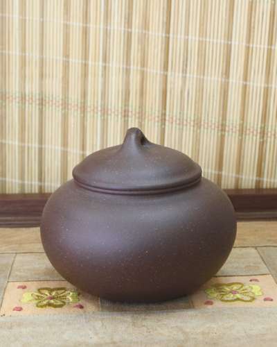 紫砂二重蓋茶罐(小)無地32号/茶壺/茶保管容器/紫砂茶罐