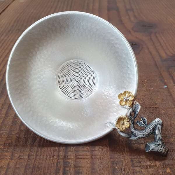 Silver Strainer with Plum Blossom Handle