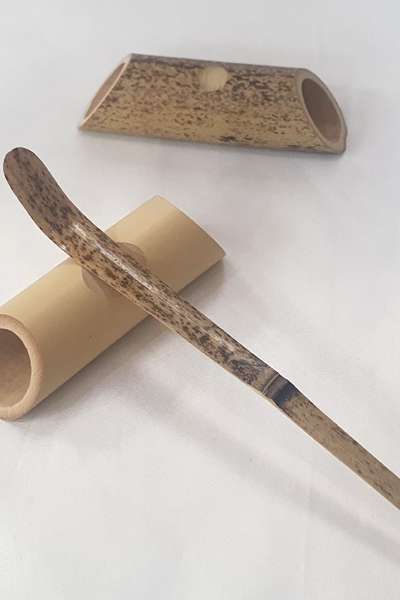 抹茶茶道具用竹製茶杓置き