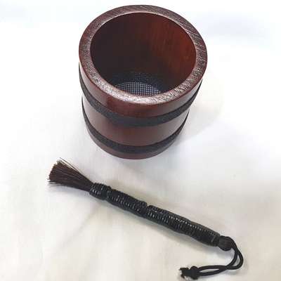 Handcrafted Cylindrical Horsehair Matcha Sifter and Whisk Set