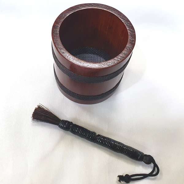 Handcrafted Cylindrical Horsehair Matcha Sifter and Whisk Set
