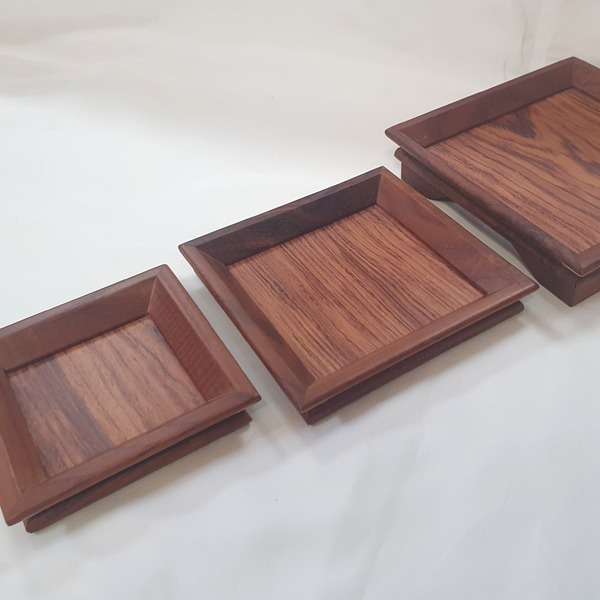 True Bamboo Coaster Small, Medium, Large 3-Piece Dasik Tray and Plate Set