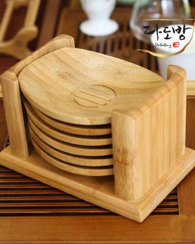 竹製ティーカップコースター 6P セット/カップマット コースター