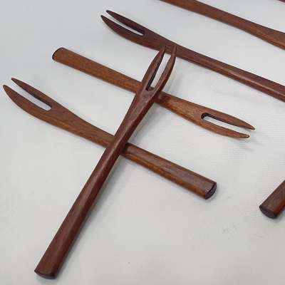 Domestic Lacquered Wood Fork 12cm 1pc Dasik Fork