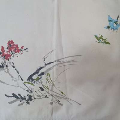 Cotton Teapot Stand - Large (Butterfly and Chrysanthemum) 5643