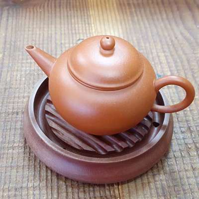Taiwan Solid Wood Round Tea Tray with Tiger Stripe Pattern and Water Drain - Combined Tea Tray and Waste Basin