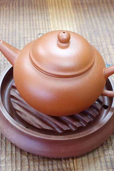 Taiwan Solid Wood Round Tea Tray with Tiger Stripe Pattern and Water Drain - Combined Tea Tray and Waste Basin