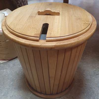 Bamboo Tea Waste Water Container - Round Tea Tray Drain Bucket
