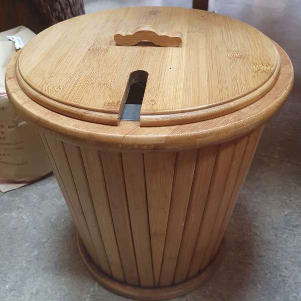 Bamboo Tea Waste Water Container - Round Tea Tray Drain Bucket