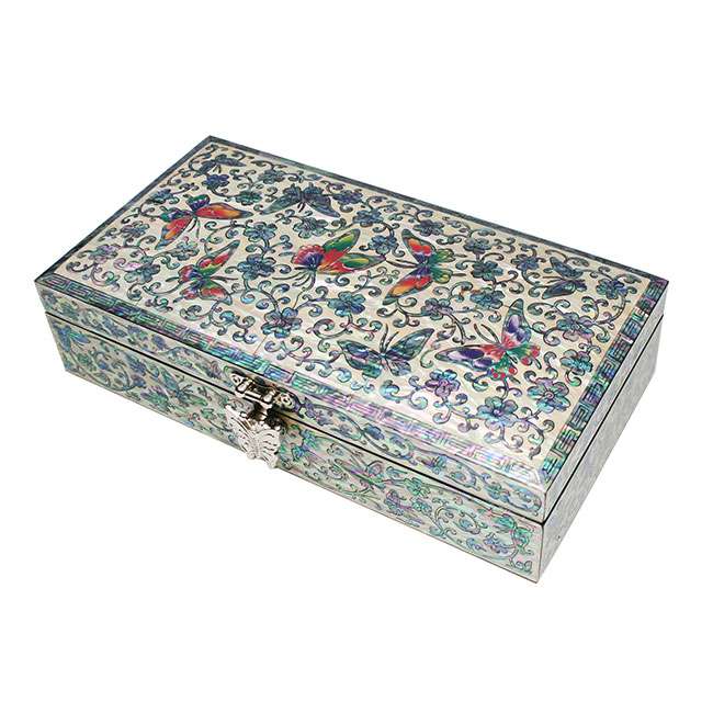 Palace Mother-of-Pearl Single-Drawer Jewelry Box - Butterfly (Black)