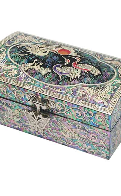 螺鈿漆器 小 松鶴 黒色
