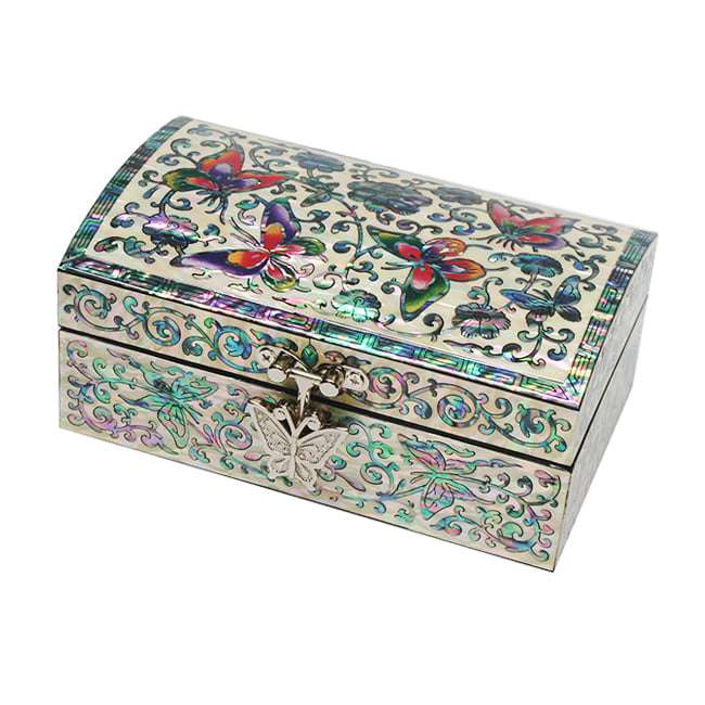 Mother-of-Pearl Lacquerware Jewelry Box Small Butterfly Black