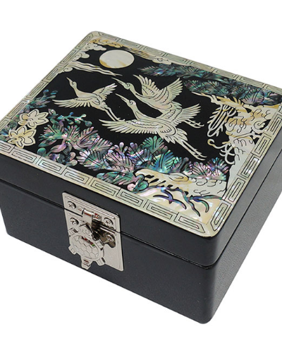 漆器 정거북 ジュエリーボックス 松鶴 黒色