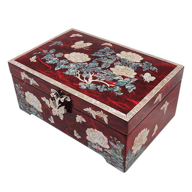 Size 6 Single-Tier Jewelry Box - Peony Red