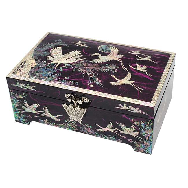 No. 6 Single-Tier Jewelry Box - Pine and Crane Purple