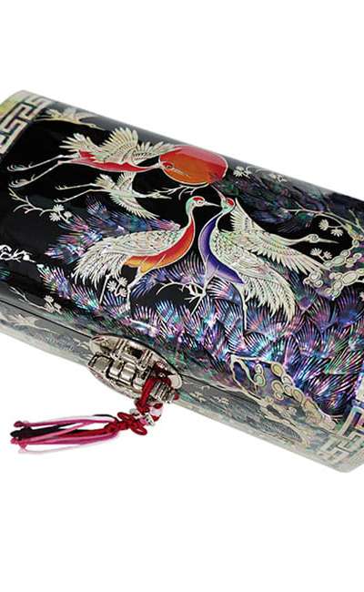 [透彫] くるりむ9号2段 - 松鶴(黒)