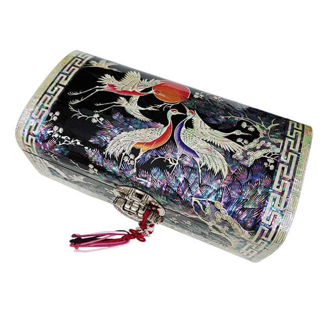 Openwork Gulrim Jewelry Box No. 9, 2-Tier - Cranes (Black)