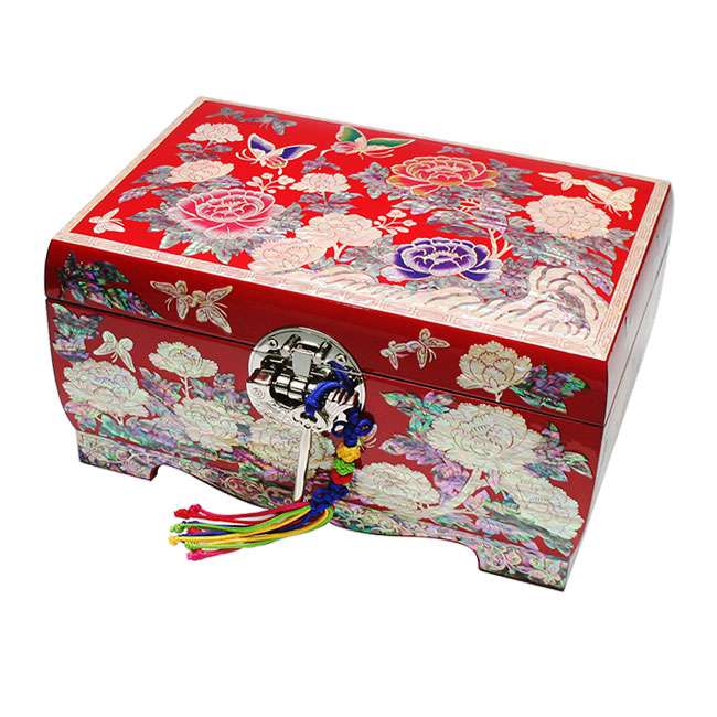 [Openwork] Round Size 8 Two-Tier Jewelry Box - Peony (Red)