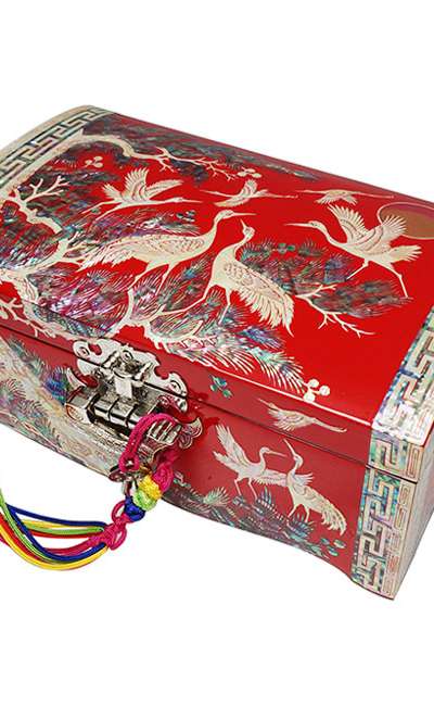 [透彫り]直転がし7号2段 - 松鶴(赤)