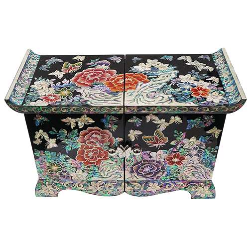 Scholar's Double-Layer Jewelry Box (Large) - Peony Butterfly (Black)