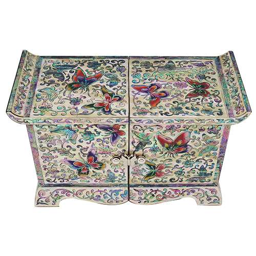 Scholar's Double-Compartment Jewelry Box (Large) - Vine and Butterfly