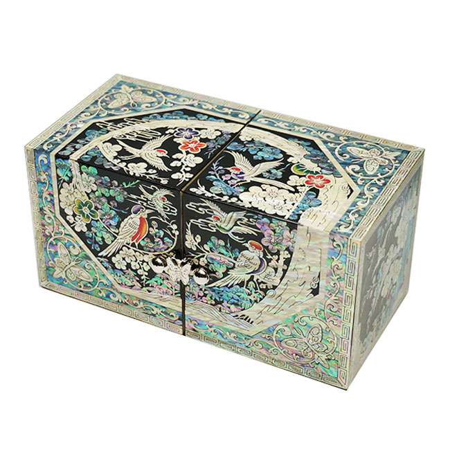[Openwork] Ssanghap (Medium) - Octagonal Flower and Bird (Black)