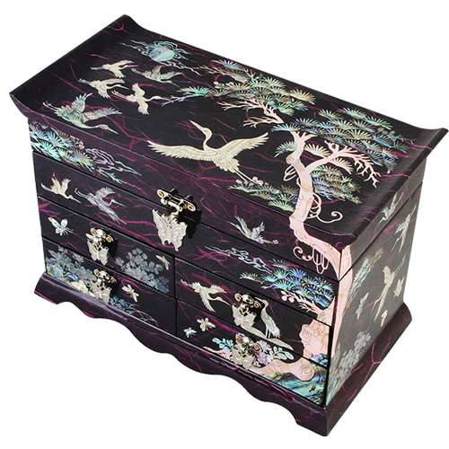 Hanji Scholar 4-Drawer Crane Jewelry Box
